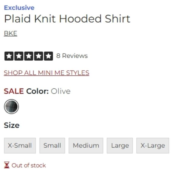 ✨ONLINE EXCLUSIVE!✨ SOLD OUT!✨ Buckle BKE Plaid Knit Hooded Shirt L-OLIVE GREEN - Picture 6 of 6